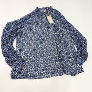 Boden Blouse Womens Blue White 16/18 Glorious British Style Nautical Long Sleeve